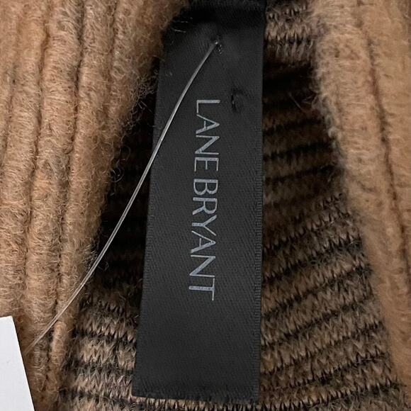 Lane Bryant Poncho Womens Tan Open Front Striped Fringe Cardigan Duster Sweater - Picture 9 of 12